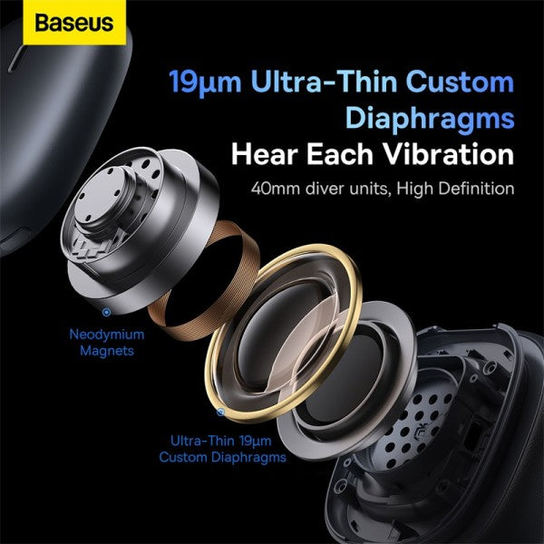Baseus Bowie H2 Noise-Cancelling Wireless Headphone Bluetooth 52 Game Music Over-Ear Headset - Grey