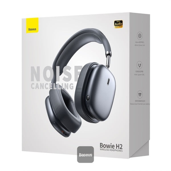 Baseus Bowie H2 Noise-Cancelling Wireless Headphone Bluetooth 52 Game Music Over-Ear Headset - Grey
