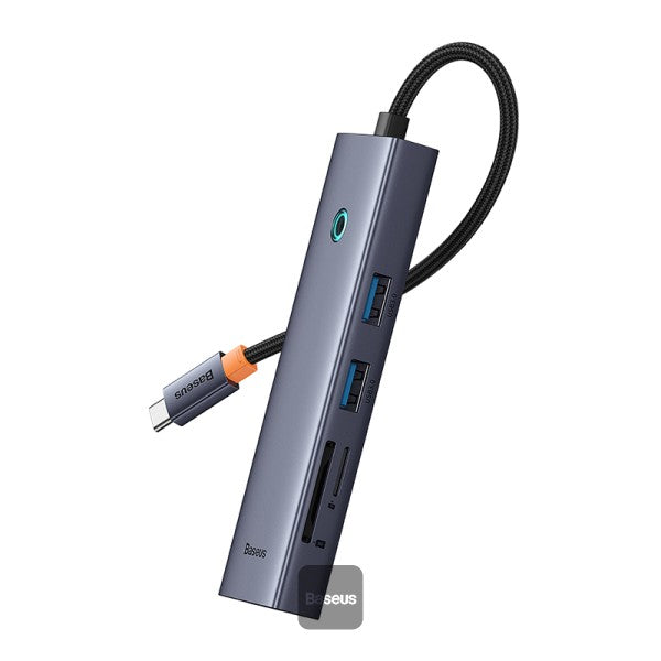 Baseus Flite Series 7-Port HUB Docking Station - 4K Fast Charging 100W PD 2 USB 30 Ports HDMI 4K@60Hz RJ45 1000Mbps SD TF Card Reader - Grey