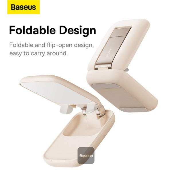 Baseus Seashell Series Folding Phone Stand (with Mirror) Baby Pink Beige