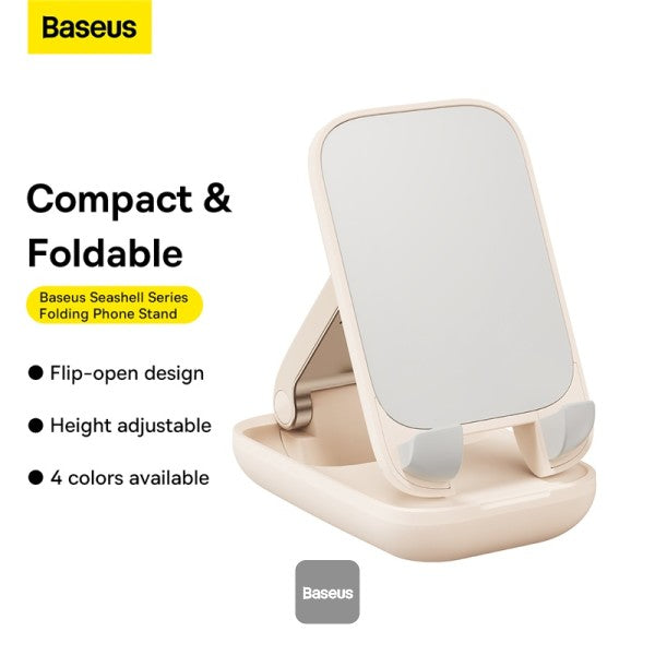 Baseus Seashell Series Folding Phone Stand (with Mirror) Baby Pink Beige