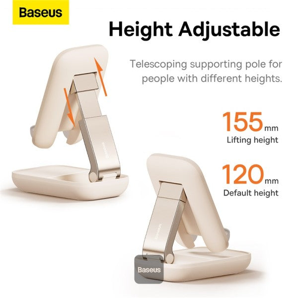 Baseus Seashell Series Folding Phone Stand (with Mirror) Baby Pink Beige