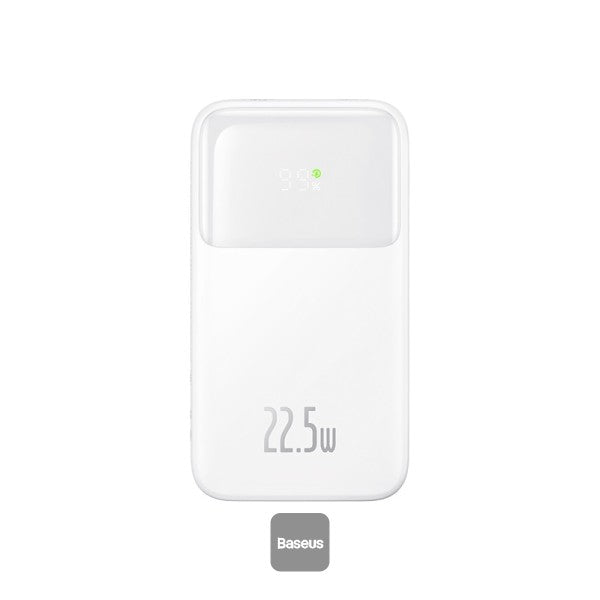 Baseus Comet Series Dual-Cable Digital Display Fast Charge Power Bank 20000mAh 225W White With Simple Series Charging Cable USB to Type-C 30cm White