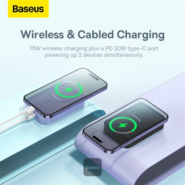 Baseus Airpow Magnetic Mini Wireless Fast Charge Power Bank 20000mAh 20W - Black