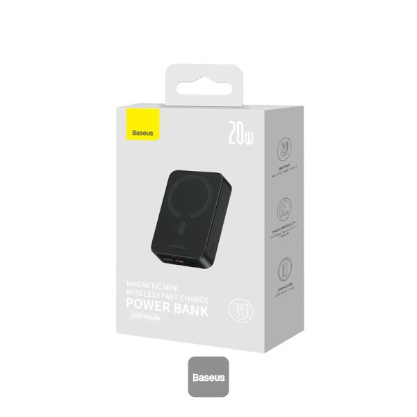 Baseus Airpow Magnetic Mini Wireless Fast Charge Power Bank 20000mAh 20W - Black