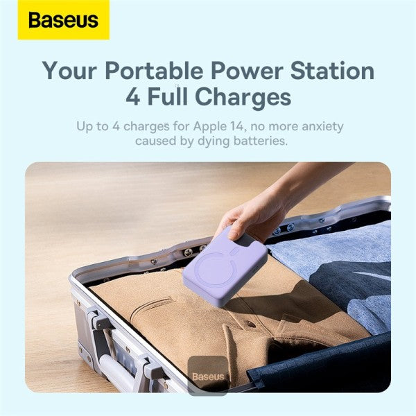 Baseus Airpow Magnetic Mini Wireless Fast Charge Power Bank 20000mAh 20W - Purple