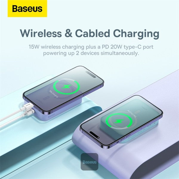 Baseus Airpow Magnetic Mini Wireless Fast Charge Power Bank 20000mAh 20W - Purple