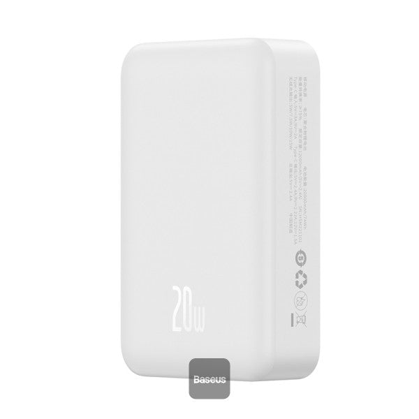 Baseus Airpow Magnetic Mini Wireless Fast Charge Power Bank 20000mAh 20W - White
