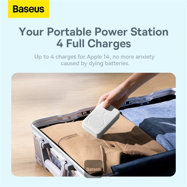Baseus Airpow Magnetic Mini Wireless Fast Charge Power Bank 20000mAh 20W - White