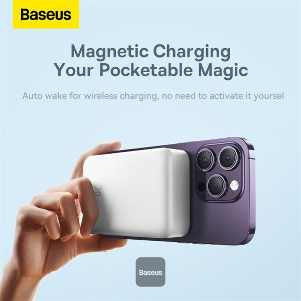 Baseus Airpow Magnetic Mini Wireless Fast Charge Power Bank 20000mAh 20W - White