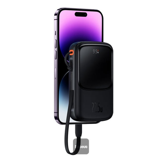 Baseus Qpow Pro Digital Display Fast Charge Power Bank 10000mAh 20W iPhone Edition Black With: Simple charging cable Type-C 3A 03m Black