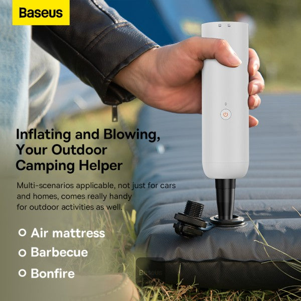 Baseus A3 Lite Car Vacuum Cleaner with Mini Air Blower Inflator & Pumping | 4 in 1 Portable Cordless 12000Pa Rechargeable - White