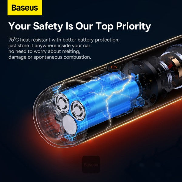 Baseus A3 Lite Car Vacuum Cleaner with Mini Air Blower Inflator & Pumping | 4 in 1 Portable Cordless 12000Pa Rechargeable - White