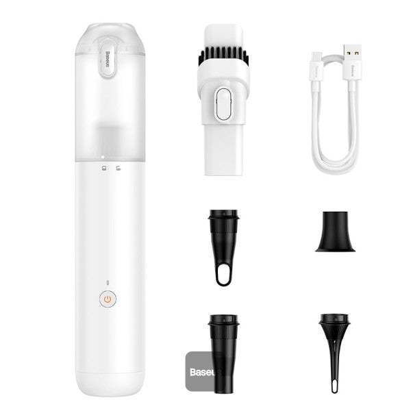 Baseus A3 Lite Car Vacuum Cleaner with Mini Air Blower Inflator & Pumping | 4 in 1 Portable Cordless 12000Pa Rechargeable - White