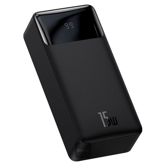 Baseus Bipow Digital Display Power Bank 30000mAh 15W Black Overseas Edition With Simple Series Charging Cable USB to Micro 25cm Black