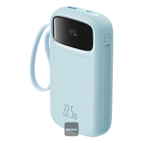 Baseus QPow2 10000mAh Digital Display Fast Charge Power Bank 225W With Built-in Dual-Cable Lightning And Type-C  - Galaxy Blue