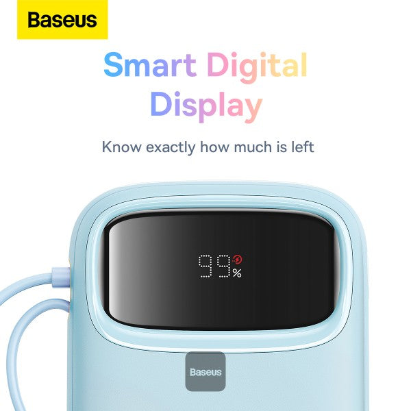 Baseus QPow2 10000mAh Digital Display Fast Charge Power Bank 225W With Built-in Dual-Cable Lightning And Type-C  - Galaxy Blue