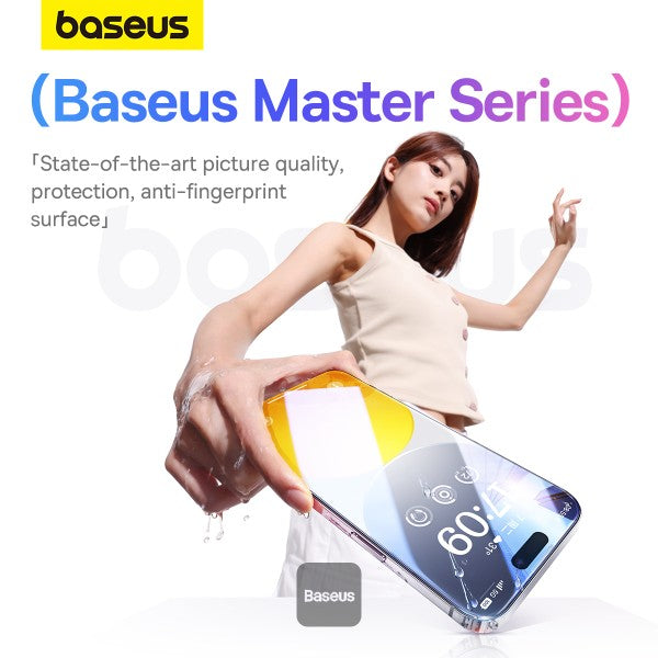 Baseus iPhone 15 Pro Premium Clear HD 9H Tempered Glass Screen Protector Full-Coverage with Easy Installation Kit (Diamond Series)