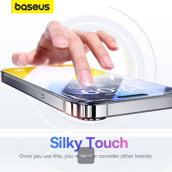 Baseus iPhone 15 Pro Max Premium Clear HD 9H Tempered Glass Screen Protector Full-Coverage with Easy Installation Kit (Diamond Series)