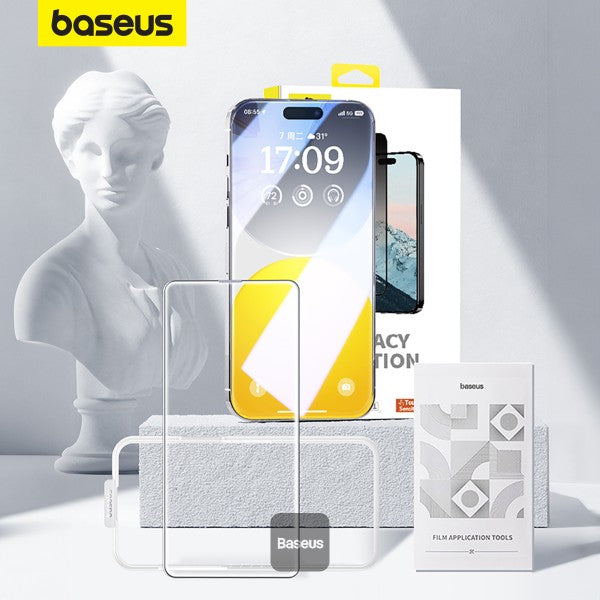 Baseus iPhone 15 Pro Max Premium Clear HD 9H Tempered Glass Screen Protector Full-Coverage with Easy Installation Kit (Diamond Series)