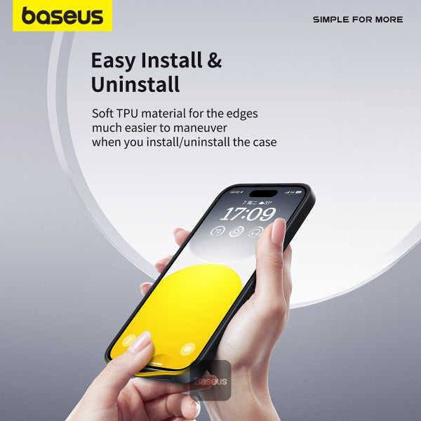 Baseus iPhone 15 Pro Max Magnetic Case with 360 Degree Rotatable Kickstand - Premium Quality Slim Anti-Fingerprint Matte Back Never Yellow - Black