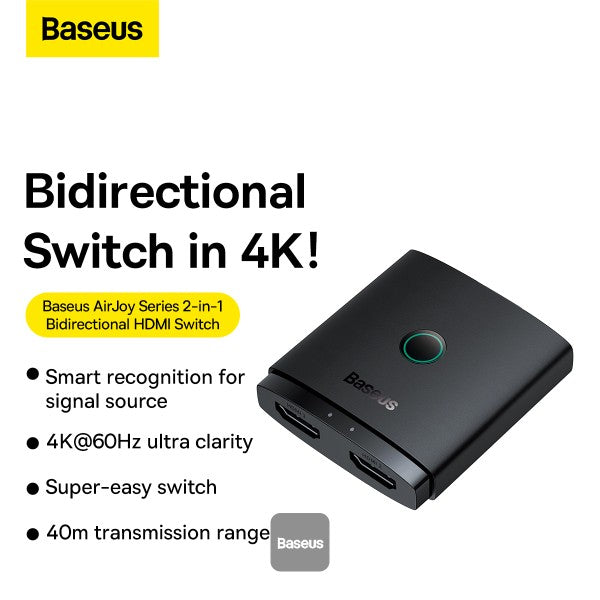 Baseus AirJoy Series 2-in-1 Bidirectional HDMI Switch - Cluster Black