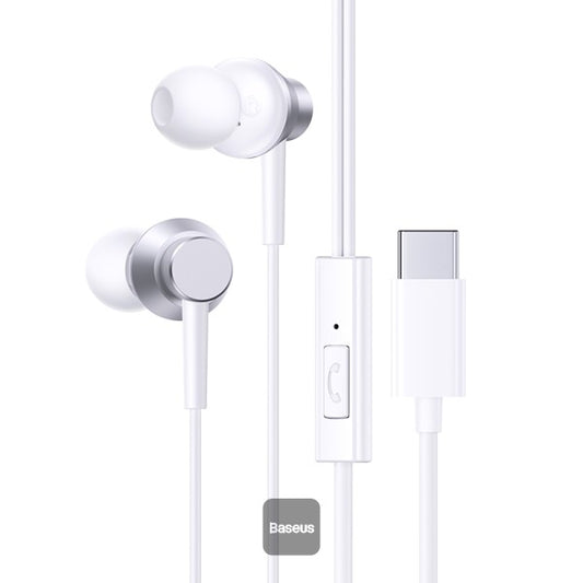 Baseus Encok CZ11 Type-C Wired Headphone In-Ear USB-C Earphone With Microphone - White