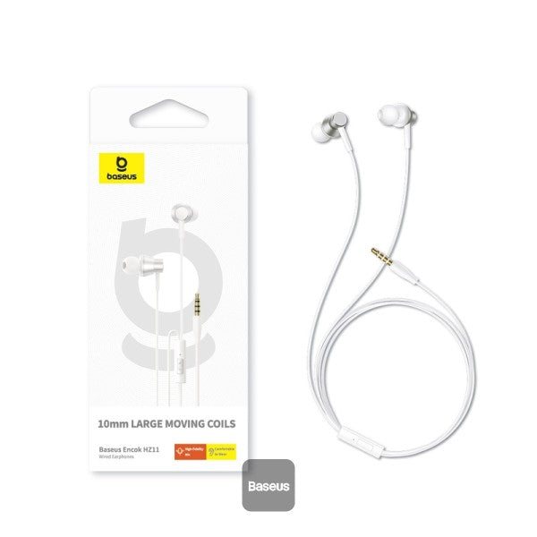 Baseus Encok HZ11 35mm Jack Wired Earphone  Universal Headset In-Ear Headphone With Mic - White