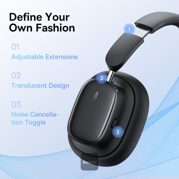 Baseus Bowie H1i  Wireless Headphones - 100H Playtime ANC Headset - Cluster Black