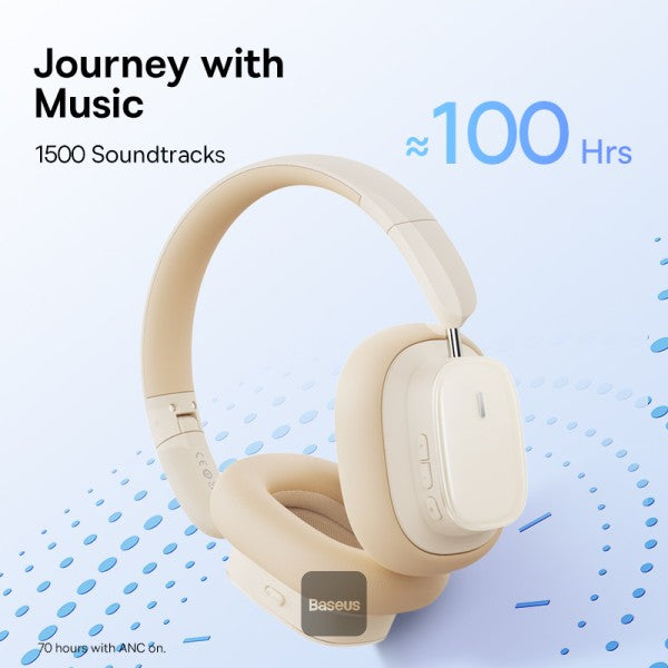Baseus Bowie H1i  Wireless Headphones - 100H Playtime ANC Headset - Stellar White