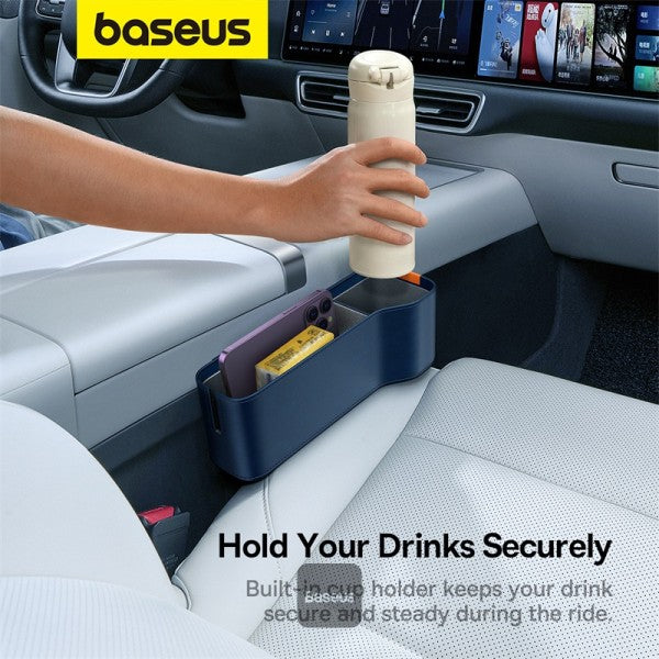 Baseus Car Seat Gap Organizers Storage Box Console with Cup Holder for Front Passenger Side and Driver Side -Galaxy Blue
