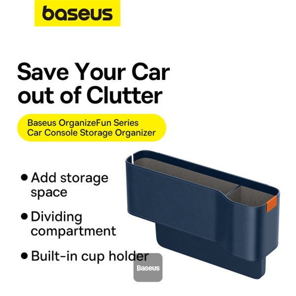 Baseus Car Seat Gap Organizers Storage Box Console with Cup Holder for Front Passenger Side and Driver Side -Galaxy Blue