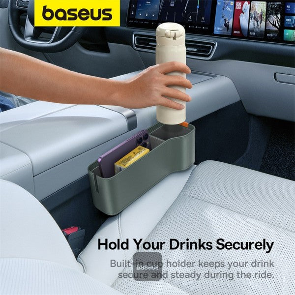 Baseus Car Seat Gap Organizers Storage Box Console with Cup Holder for Front Passenger Side and Driver Side - Frosted Gray