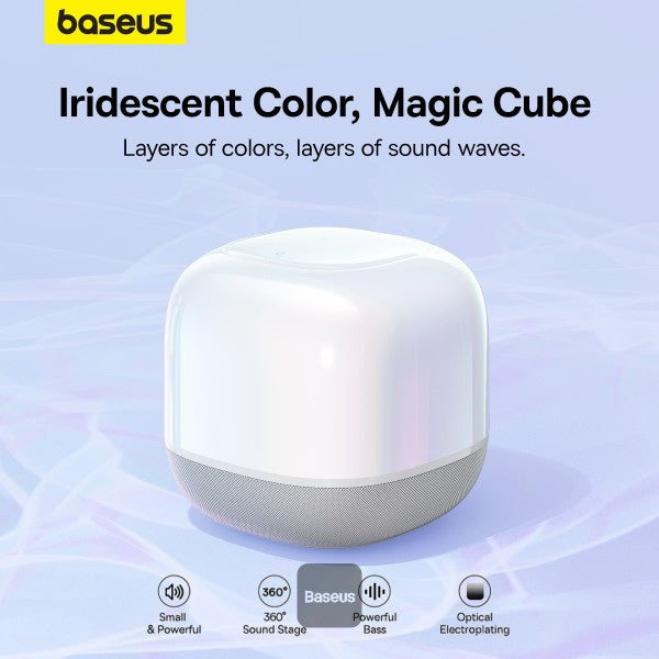 Baseus AeQur V2 Portable Wireless TWS Speaker - Bluetooth 50 30 Hour Playtime Powerful Bass and 3EQ Modes - Moon White