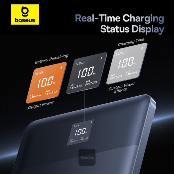 Baseus Blade2 12000mAh Power Bank | 65W Fast Charging Ultra Thin Digital Display Intelligent Edition Battery Pack For Laptop MacBook & Phones - Blue