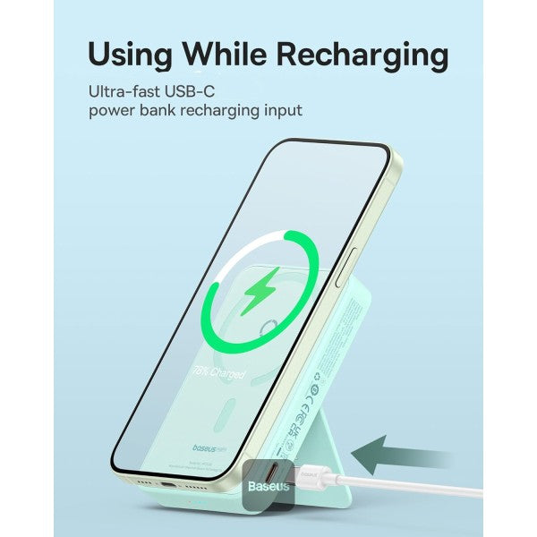 Baseus MagPro 5000mAh Wireless Fast Charging Power Bank PD 20W  With Magnetic Stand - Blue
