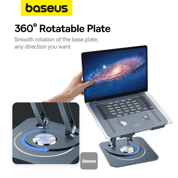 Baseus Foldable Stand For Laptop and iPad Tablet | 360 Degree Rotatable (Three-Fold Version) - Grey