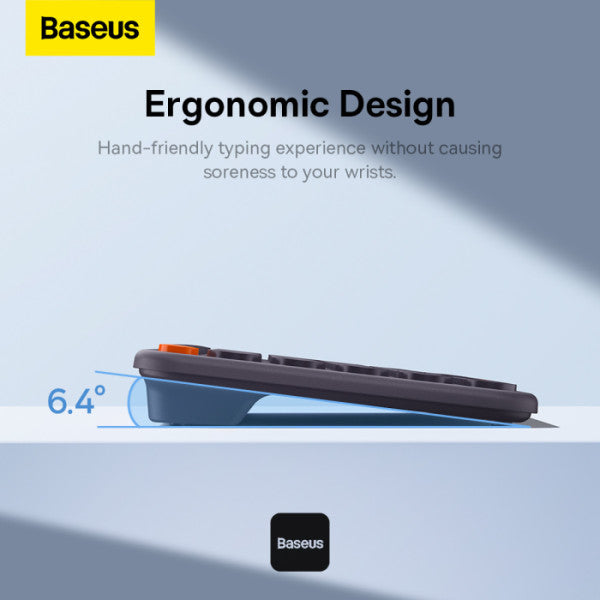 Baseus K01B Wireless Tri-Mode Keyboard (Bluetooth 50  & Wireless 24G) | Silent US Layout Keyboards - Grey