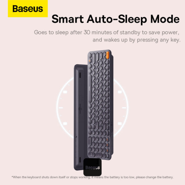 Baseus K01B Wireless Tri-Mode Keyboard (Bluetooth 50  & Wireless 24G) | Silent US Layout Keyboards - Grey