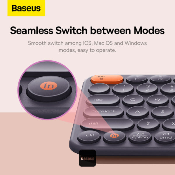 Baseus K01B Wireless Tri-Mode Keyboard (Bluetooth 50  & Wireless 24G) | Silent US Layout Keyboards - Grey