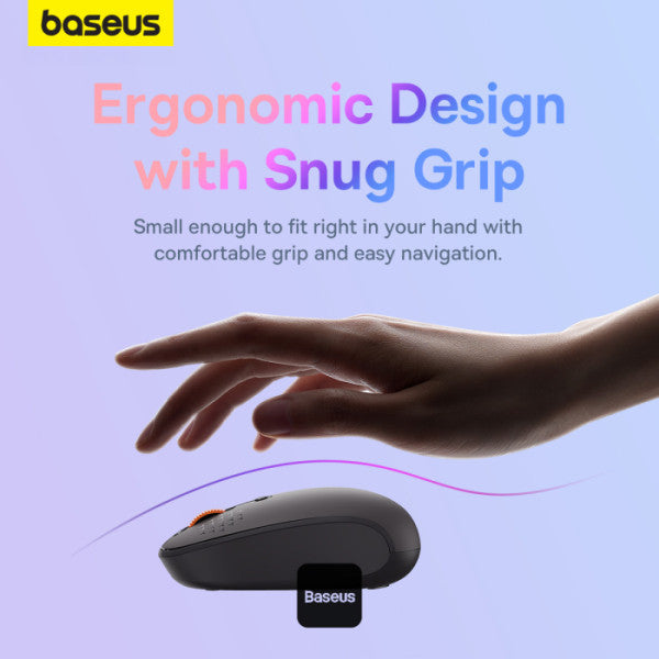 Baseus F01B Tri-Mode Wireless Mouse | Lightweight Silent Buttons DPI-800 1000 1600 - Gray