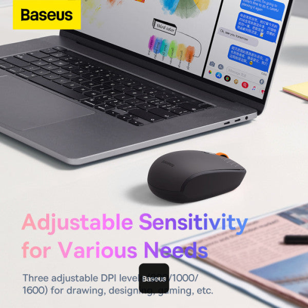 Baseus F01A Wireless Mouse | Lightweight Silent Buttons DPI-800 1000 1600 - Gray