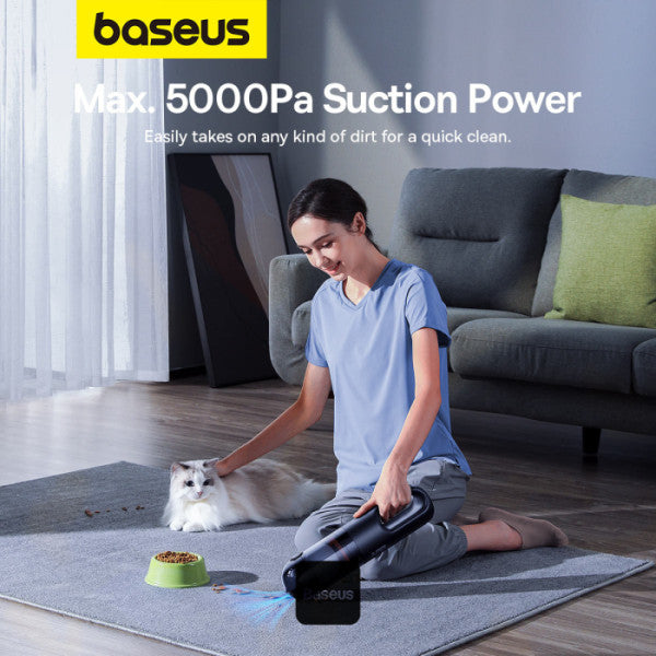 Baseus AP01 Wireless Handy Vacuum Cleaner with Disposable Dust Bags for Home & Car | Rechargeable 5000 Pa - Black