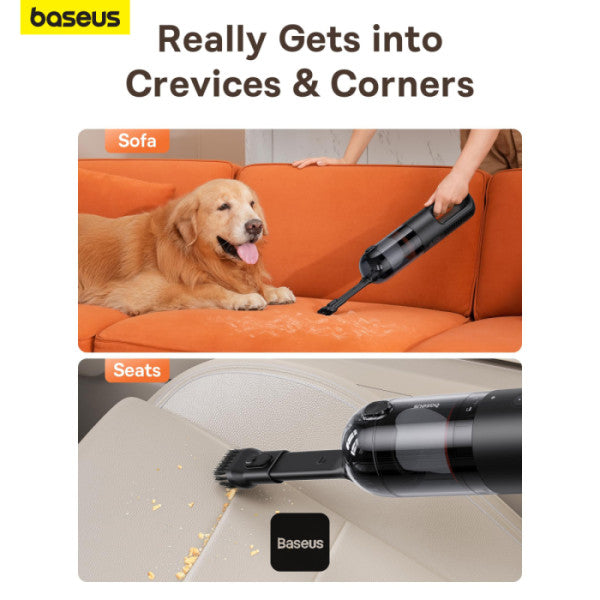 Baseus AP01 Wireless Handy Vacuum Cleaner with Disposable Dust Bags for Home & Car | Rechargeable 5000 Pa - Black