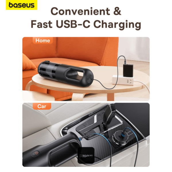 Baseus AP01 Wireless Handy Vacuum Cleaner with Disposable Dust Bags for Home & Car | Rechargeable 5000 Pa - Black