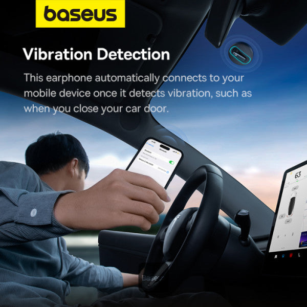 Baseus C-Mic CM10 Solar Charging Single Ear Wireless Earphone for Car - Black