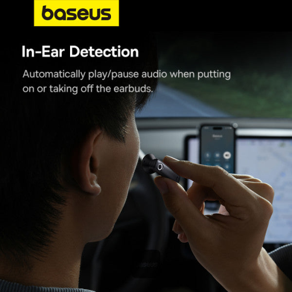 Baseus C-Mic CM10 Solar Charging Single Ear Wireless Earphone for Car - Black