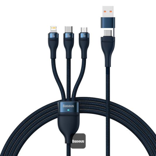 Baseus Flash Series II 100W Fast Charging Multi Cable 3 in 2 Cable | Type-C + USB-A To Type C + Lightning + Micro USB 12M - Dark Blue