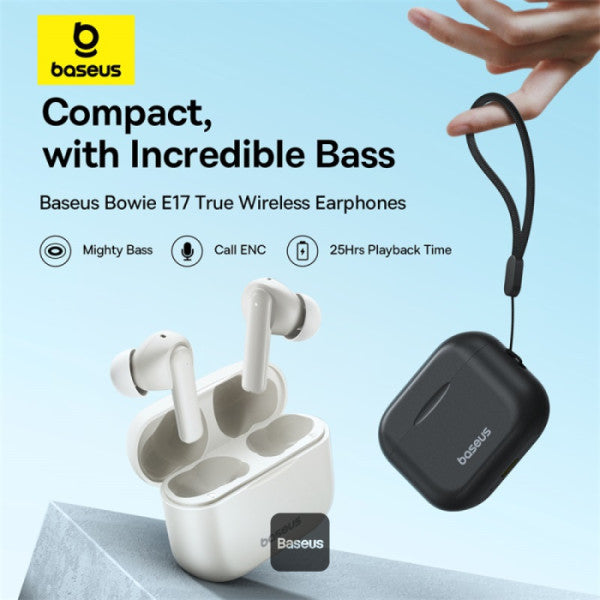 Baseus Bowie E17 True Wireless Bluetooth Earphones With Dual Mic ENC & Punchy Bass - Black