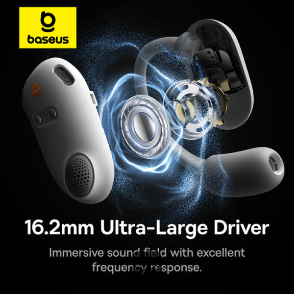 Baseus Eli Sport 1 Open-Ear Wireless Earbuds With IPX4 Waterproof TWS ENC Mics & Detachable Neckband - Stellar White